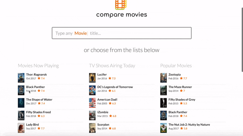 Compare Movies and TV Shows Instantly